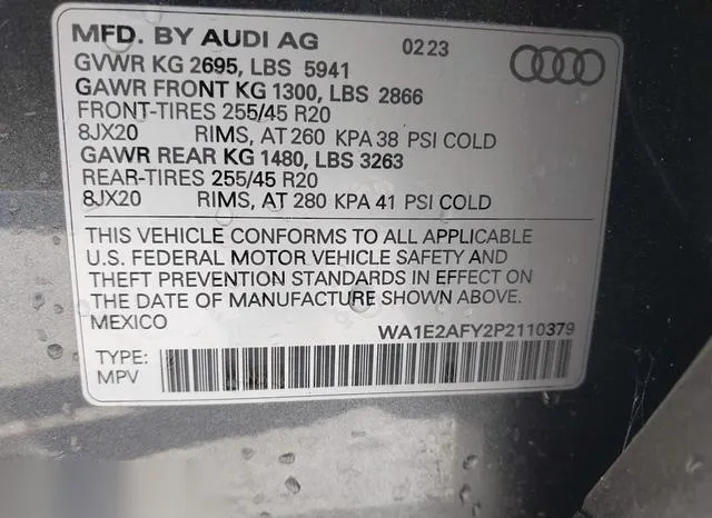 WA1E2AFY2P2110379 2023 2023 Audi Q5- Premium Plus 55 Tfsi E 9