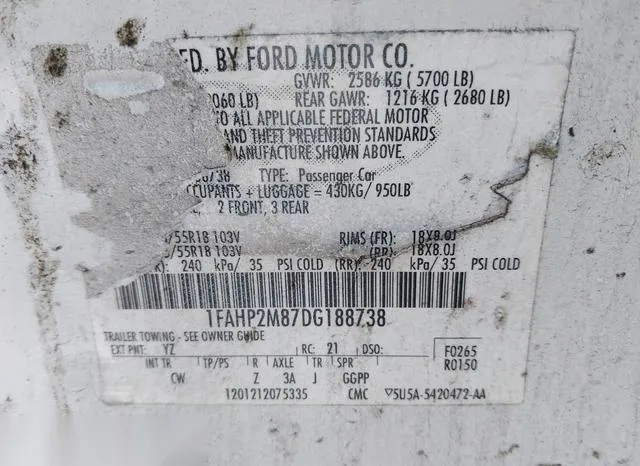 1FAHP2M87DG188738 2013 2013 Ford Police Interceptor 9