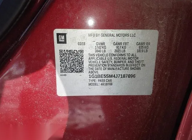 1G1BE5SM4J7187896 2018 2018 Chevrolet Cruze- Lt Auto 9