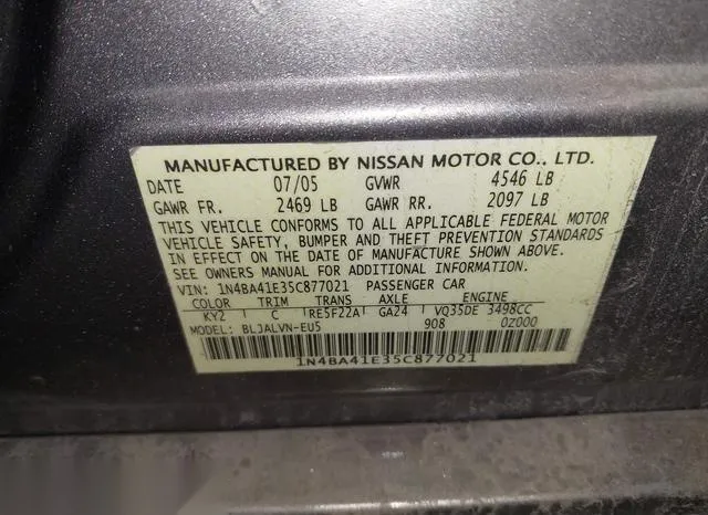 1N4BA41E35C877021 2005 2005 Nissan Maxima- 3-5 SL 9