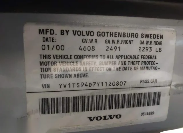 YV1TS94D7Y1120807 2000 2000 Volvo S80- 2-9 9