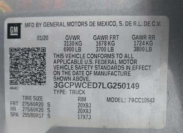 3GCPWCED7LG250149 2020 2020 Chevrolet Silverado 1500- 2Wd 9