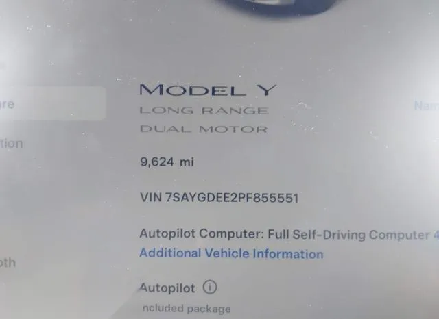 7SAYGDEE2PF855551 2023 2023 Tesla Model Y- Awd/Long Range D 7