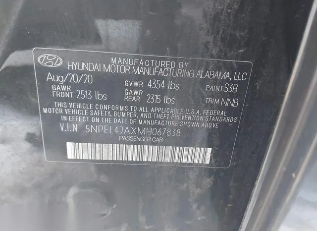 5NPEL4JAXMH067838 2021 2021 Hyundai Sonata- Sel 9