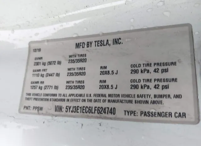 5YJ3E1EC6LF624740 2020 2020 Tesla Model 3- Performance Dual 9