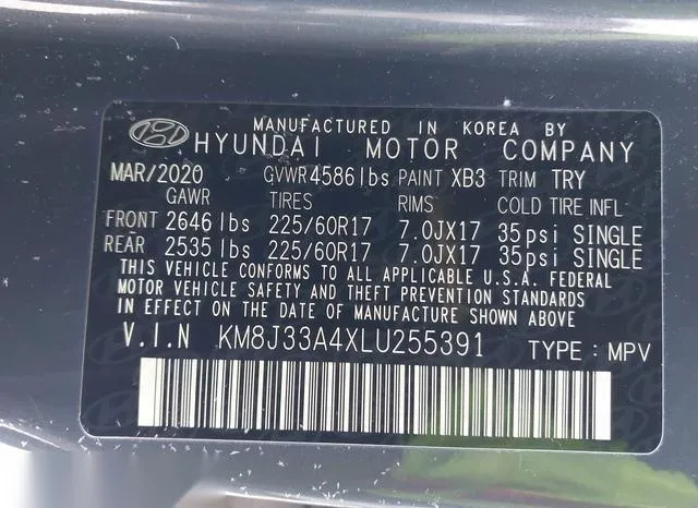 KM8J33A4XLU255391 2020 2020 Hyundai Tucson- Value 9