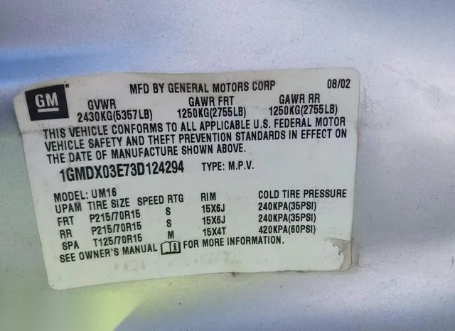 1GMDX03E73D124294 2003 2003 Pontiac Montana 9