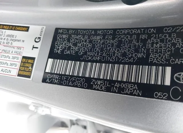 JTDKAMFU1N3172647 2022 2022 Toyota Prius- L 9