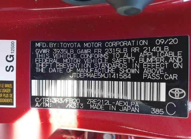 JTDEPMAE5MJ141584 2021 2021 Toyota Corolla- LE 9