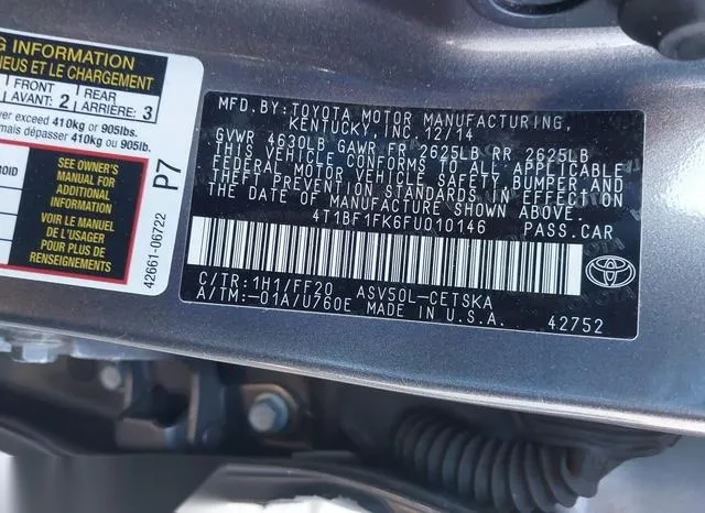 4T1BF1FK6FU010146 2015 2015 Toyota Camry- SE 9