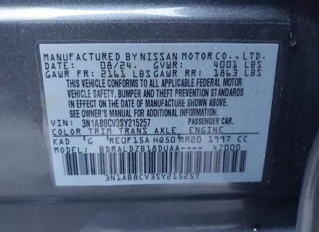 3N1AB8CV3SY215257 2025 2025 Nissan Sentra- SV 9