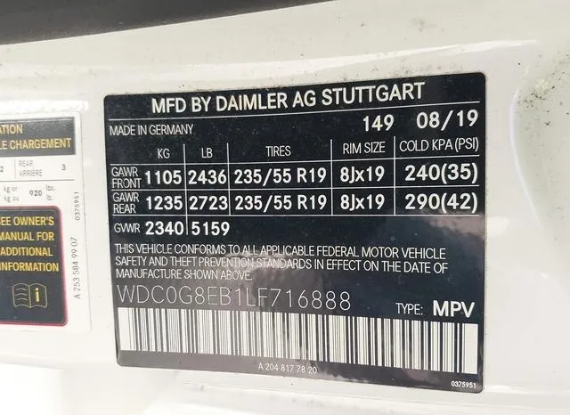 WDC0G8EB1LF716888 2020 2020 Mercedes-Benz GLC 300- 4Matic 9