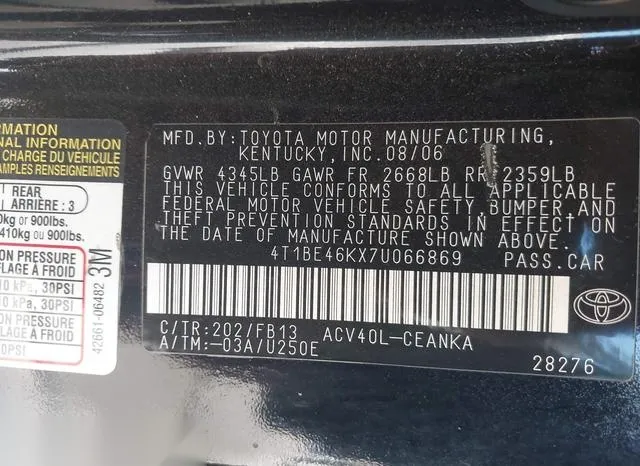 4T1BE46KX74066869 2007 2007 Toyota Camry- Ce/Le/Se/Xle 9