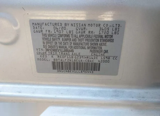 3N1CN8EV1LL895445 2020 2020 Nissan Versa- Sv Xtronic Cvt 9