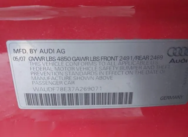 WAUDF78E37A269071 2007 2007 Audi A4- 2-0T 9