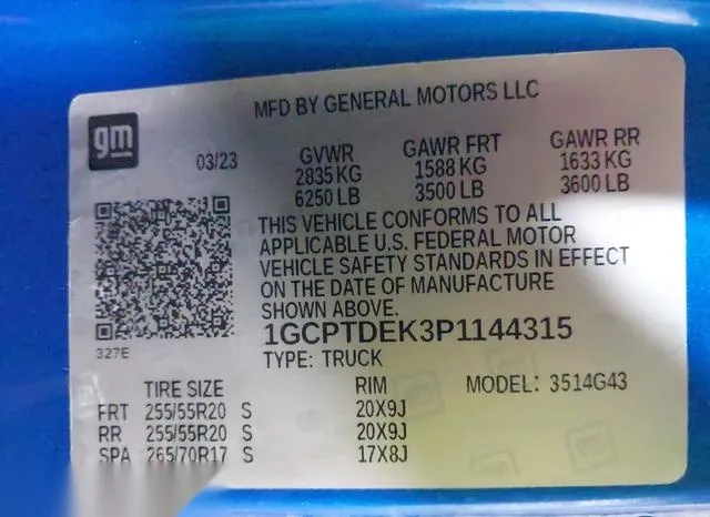 1GCPTDEK3P1144315 2023 2023 Chevrolet Colorado- 4Wd  Short 9