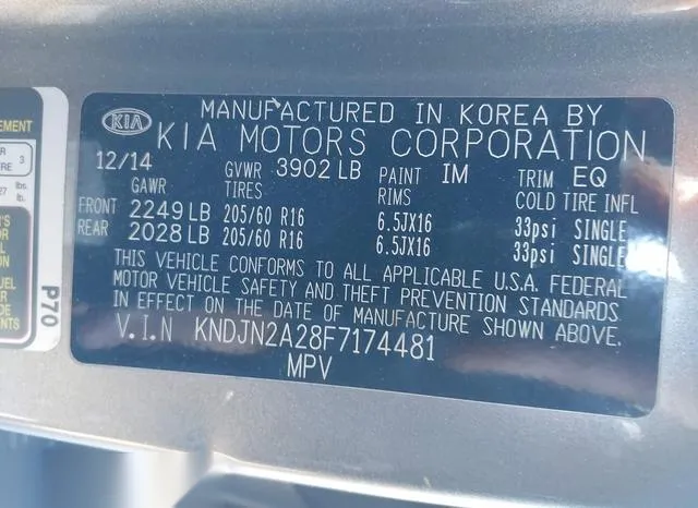 KNDJN2A28F7174481 2015 2015 KIA Soul 9