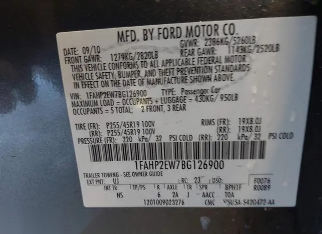 1FAHP2EW7BG126900 2011 2011 Ford Taurus- Sel 9