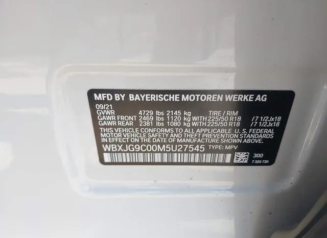 WBXJG9C00M5U27545 2021 2021 BMW X1- Xdrive28I 9