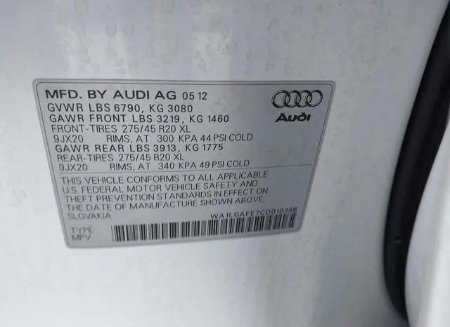 WA1LGAFE7CD010386 2012 2012 Audi Q7- 3-0T Premium 9