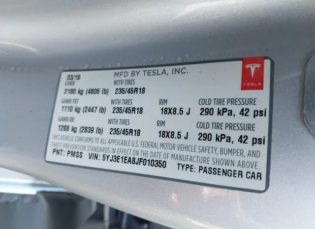 5YJ3E1EA8JF010350 2018 2018 Tesla Model 3- Long Range/Mid R 9