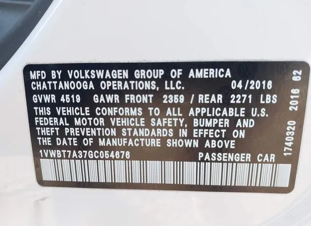 1VWBT7A37GC054676 2016 2016 Volkswagen Passat- 1-8T Se 9