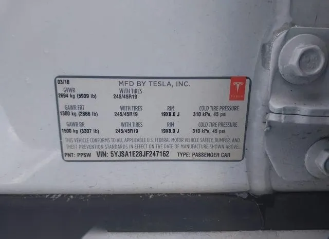 5YJSA1E28JF247162 2018 2018 Tesla Model S- 100D/75D/P100D 9