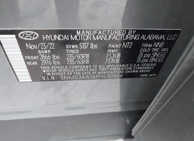 5NMS34AJ6PH530496 2023 2023 Hyundai Santa Fe 9