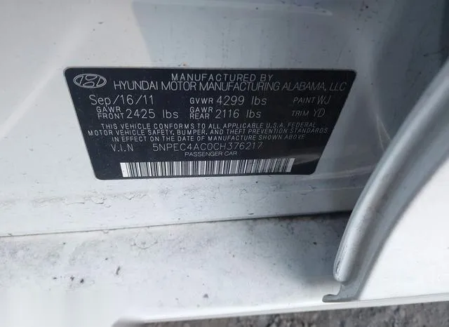 5NPEC4AC0CH376217 2012 2012 Hyundai Sonata 9