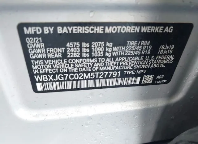 WBXJG7C02M5T27791 2021 2021 BMW X1- Sdrive28I 9