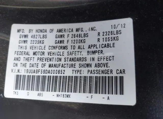 19UUA9F59DA000652 2013 2013 Acura TL 9