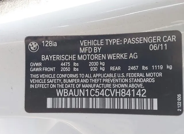 WBAUN1C54CVH84142 2012 2012 BMW 1 Series- 128I 9