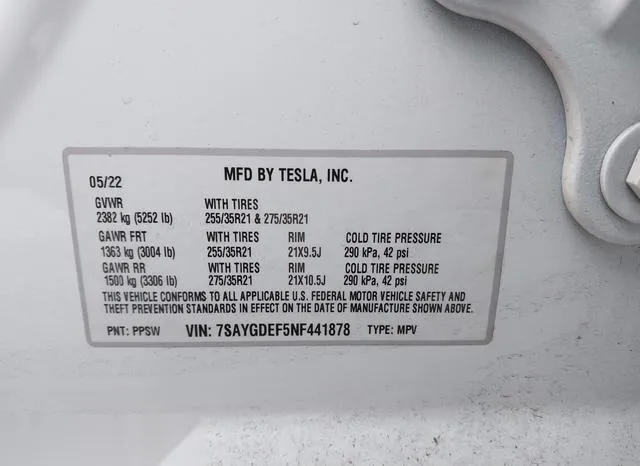 7SAYGDEF5NF441878 2022 2022 Tesla Model Y- Performance Dual 9