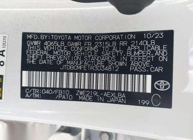 JTDBCMFE1R3034812 2024 2024 Toyota Corolla- Hybrid Le 9