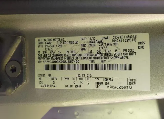 1FMCU9GX0DUB57420 2013 2013 Ford Escape 9