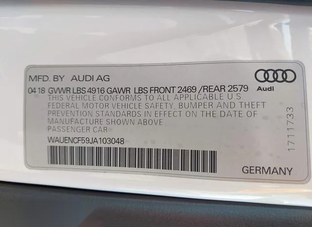 WAUENCF59JA103048 2018 2018 Audi A5- Sportback 9