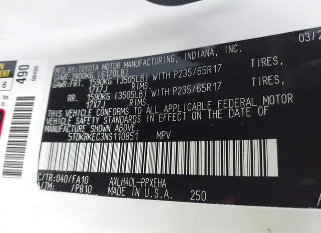 5TDKRKEC3NS110851 2022 2022 Toyota Sienna 9