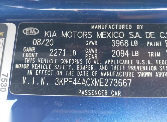 3KPF44ACXME273667 2021 2021 KIA Forte 9