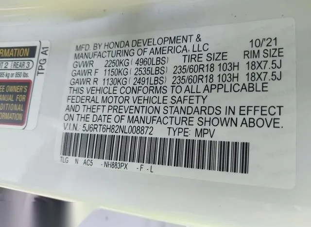 5J6RT6H82NL008872 2022 2022 Honda CR-V- Hybrid Ex-L 9