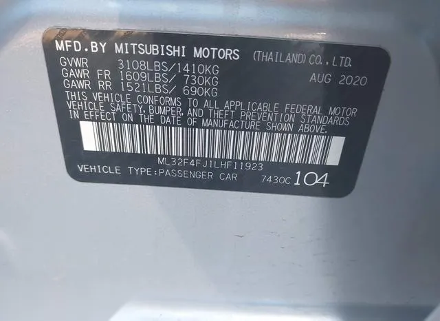 ML32F4FJ1LHF11923 2020 2020 Mitsubishi Mirage- G4 9