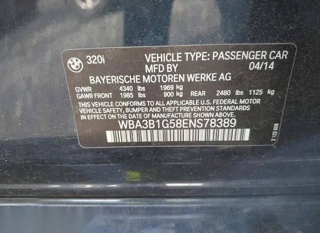 WBA3B1G58ENS78389 2014 2014 BMW 3 Series- 320I 9