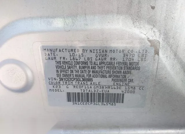 3N1CE2CP3GL365985 2016 2016 Nissan Versa- Note S -sr-/S Plu 9