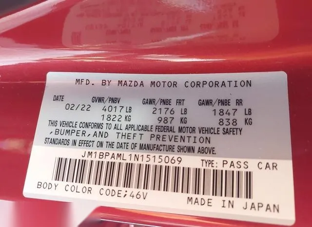 JM1BPAML1N1515069 2022 2022 Mazda 3- Premium 9