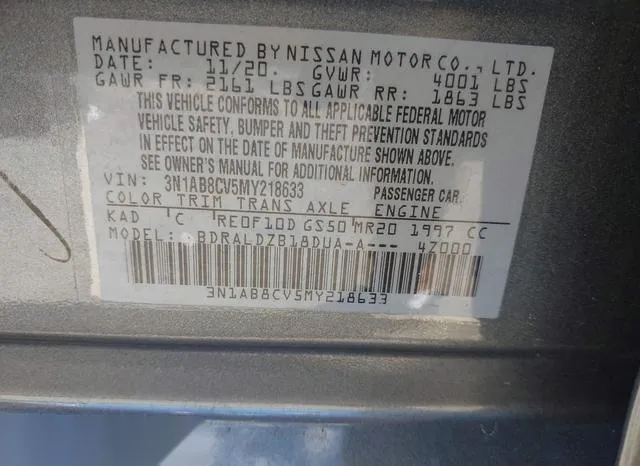 3N1AB8CV5MY218633 2021 2021 Nissan Sentra- Sv Xtronic Cvt 9