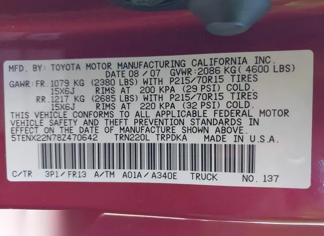 5TENX22N78Z470642 2008 2008 Toyota Tacoma 9