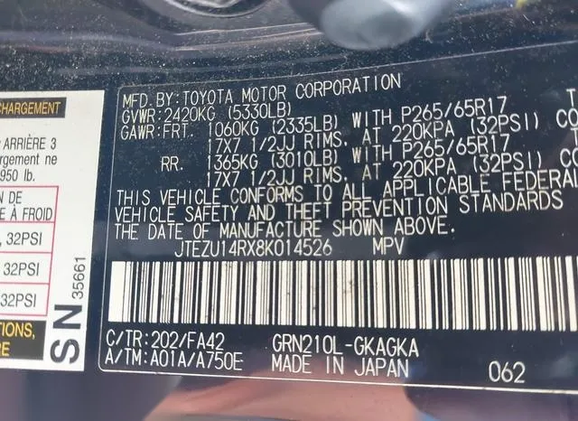 JTEZU14RX8K014526 2008 2008 Toyota 4runner- Sr5 V6 9