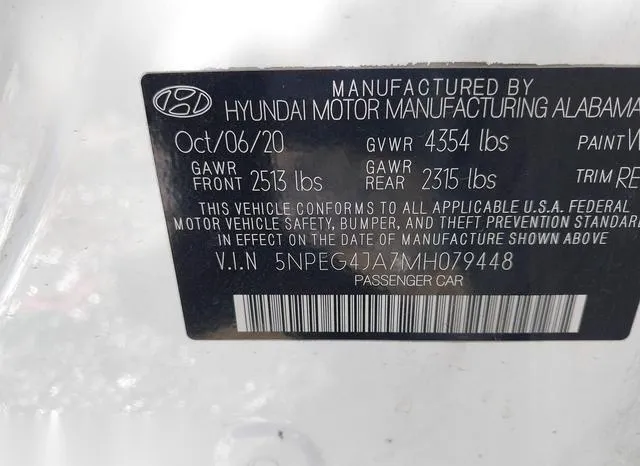 5NPEG4JA7MH079448 2021 2021 Hyundai Sonata- SE 9