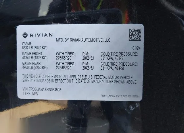 7PDSGABAXRN034598 2024 2024 Rivian R1S- Adventure Quad Moto 9