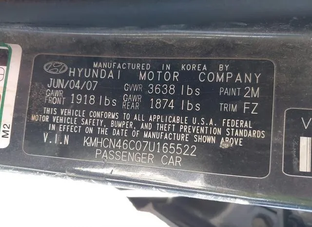 KMHCN46C07U165522 2007 2007 Hyundai Accent- Gls 9