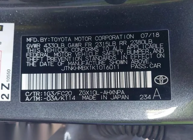 JTNKHMBX1K1016011 2019 2019 Toyota C-HR- LE 9